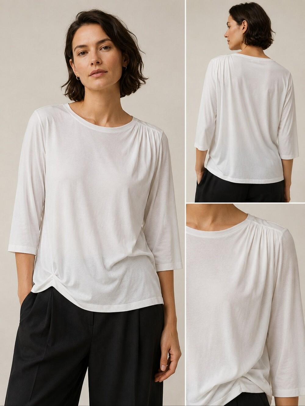 White Dries Van Noten 3/4 Sleeve Jersey Top Pullover Designer Preppy Luxury Lrg